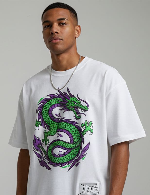 Dragon Print Oversized Tee - View 1